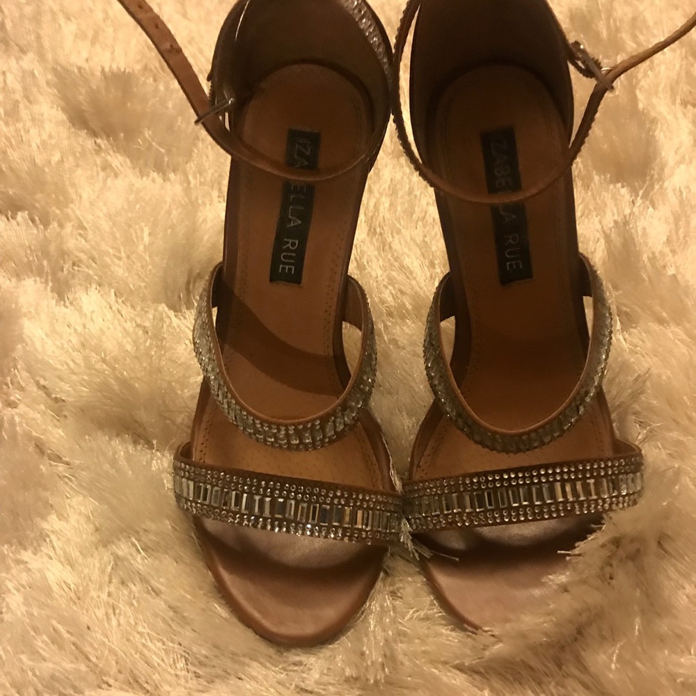 Strappy Camel Heels Rhinestone 6 1/2 - Picture 3 of 3